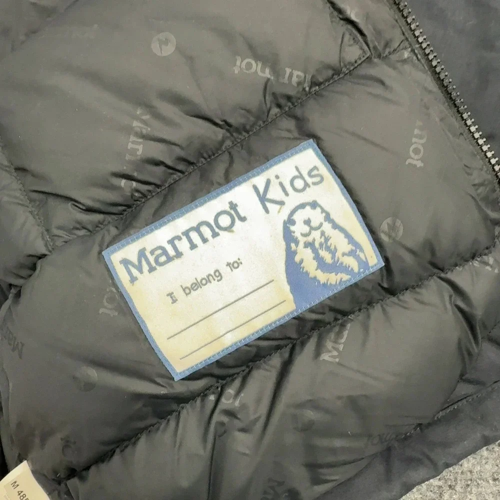 Marmot Jacket Kids L Black Nylon Down Hooded Puffer Pockets Gorpcore